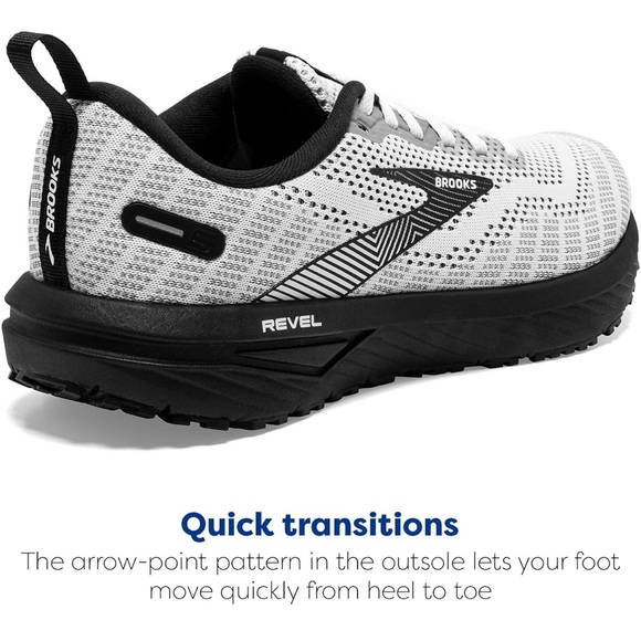 Brooks Revel 6 Black and White Running Shoes - Picture 3 of 16